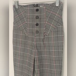 New Unique Vintage Extra High waisted Plaid Stretchy Skinny Sz M Black White Red